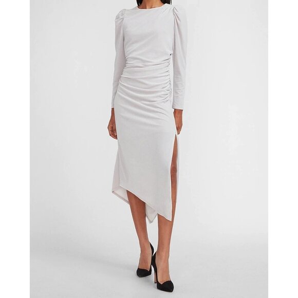 Express Velvet Ruched Side Asymmetrical Midi Dress XS - Picture 2 of 4